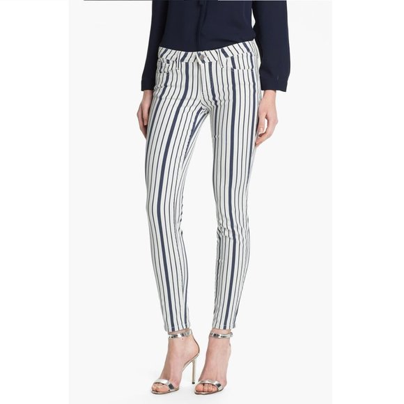 JOIE Blue & White Striped 'Nailah' Skinny Pants - Picture 1 of 11